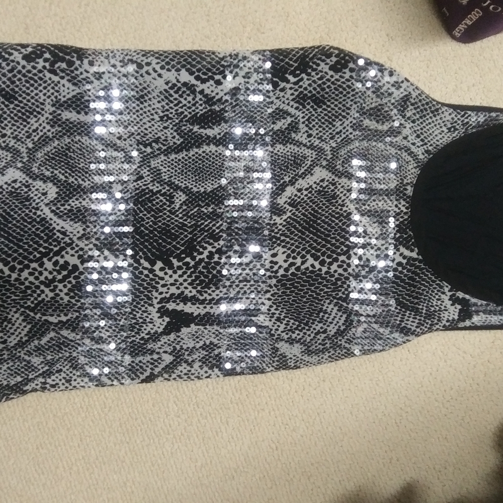 Express Sequin Snake Print Tank Xs - image 1